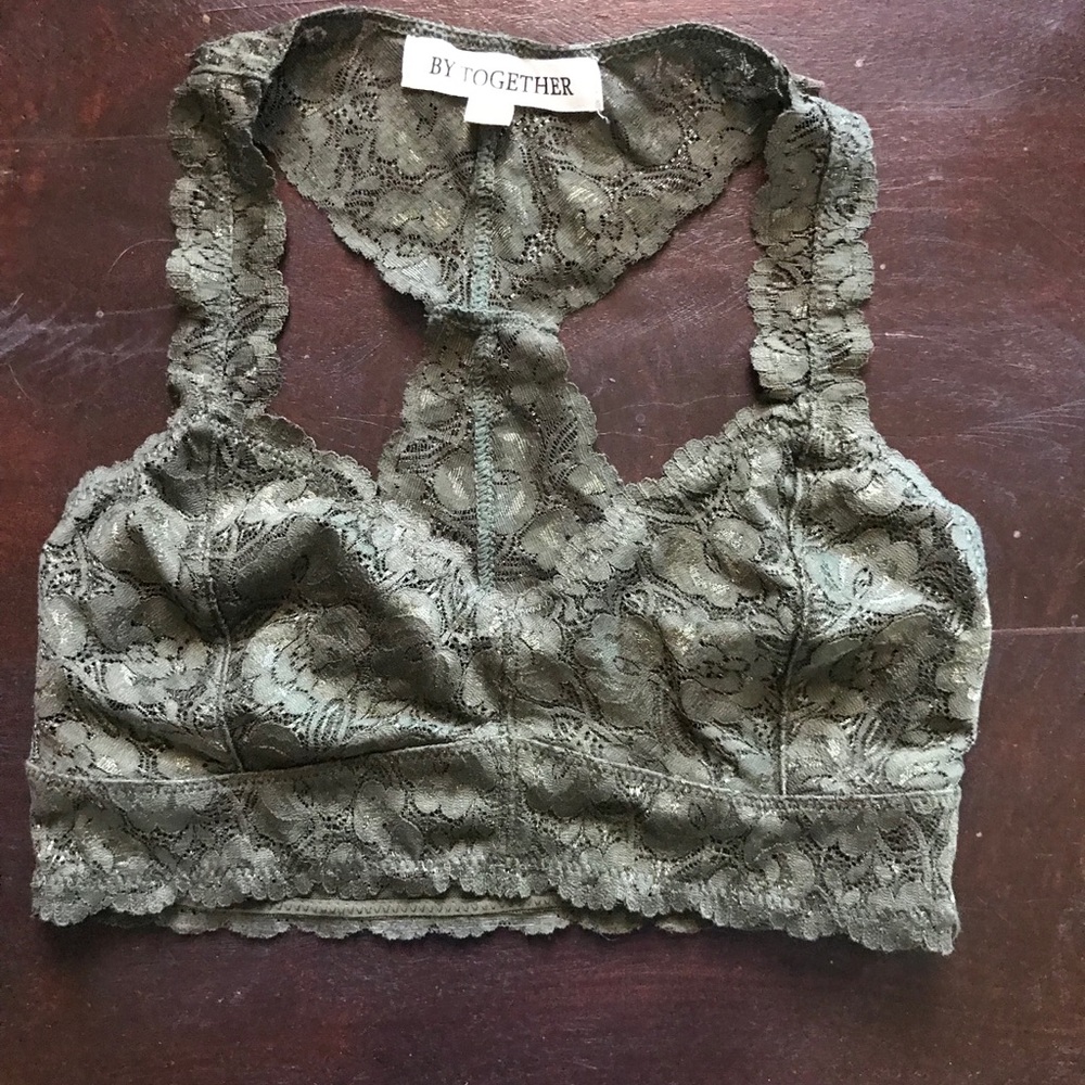 Olive green lace bralette